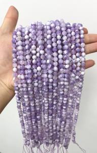 Natural Purple Common Opal Faceted Round Beads 5.5mm / 6mm With Slight Defect