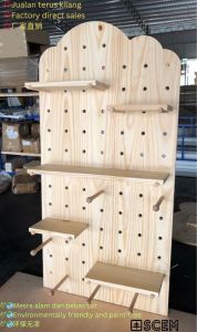 Wall Storage Pegboard Wall Display Rack Solid Pine Wood