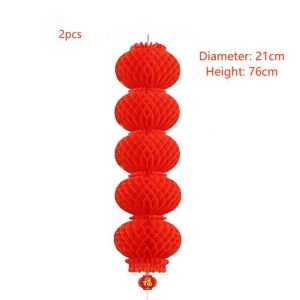 2pcs Lampion Honeycomb Imlek 5 Susun Lampion Bulat 28cm Lampion Kertas Imlek Untuk Dekorasi Imlek