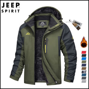 Jeep Spirit Mens Warm Fleece Ski Jacket Waterproof Winter Snow Thicken Coat Windproof Hooded Parka Mountain Hiking Travel Jackets（M-5XL）
