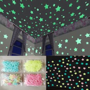 50/100pcs 3D Stars Glow In The Dark Luminous Fluorescent Wall Stickers For Kids Baby Room Bedroom Ceiling Home Decor
