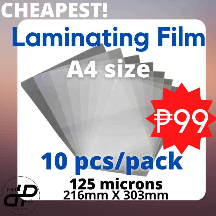 LAMINATING FILM / A4 size - 216mm X 303mm / 1 pack=10pcs / 125microns ...