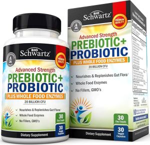 Advanced Prebiotics and Probiotics for Women & Men Immune Digestive & Gut Health with L. Reuteri Inulin Fiber Digestive Enzymes Non-GMO Gluten-Free Dairy-Free 30 Capsules