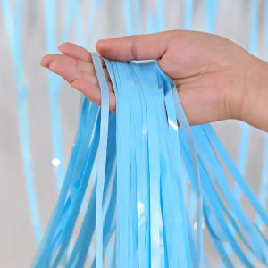 SHUAIAN Tirai Foil Ulang Tahun Pastel Tirai Rumbai Pastel Macaron 2*1meter