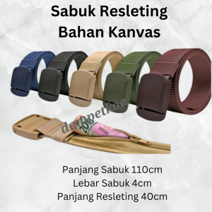 Sabuk Pria Dewasa Keren Bahan Kanvas Model Resleting Dalam