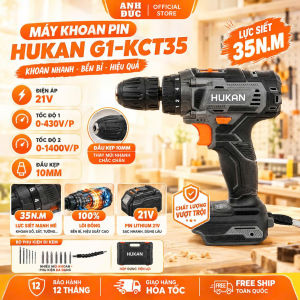 Máy Khoan Pin Bắn Vít HUKAN G1-KCT35Lực siết 35NmĐầu kẹp 10mm Động Cơ Chổi Than 2 Tốc Độ Đảo Chiều Linh Hoạt