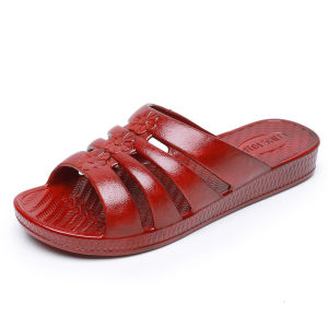 [Free Shipping] Womens outdoor fashion flat non-slip retro vintage plastic slip-on slippers for the elderly suitable for home use