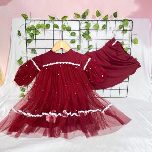 Gamis Anak Aisy Set Hijab Model RENDA POLOS MUTIARA usia 5-12 thn