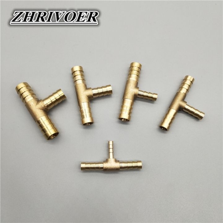 12mm Brass Barbed T-Piece Fitting - 3-Way Fuel/Gas Hose Joiner Adapter, Metal Tee Connector For Air & Fuel Lines 3 thumbnail image