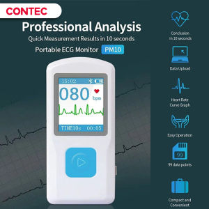 CONTEC PM10 Portable Bluetooth ECG Monitor Visible Electrocardiogram Color Screen Digital Multifunctional ECG Monitor USB Charging