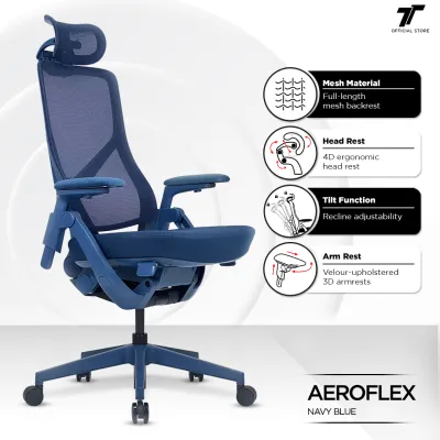 TT AEROFLEX Ergochair Mesh Office Chair Ergonomic Chair Kerusi Pejabat Ofis Study Chair - 2 Years Official Warranty
