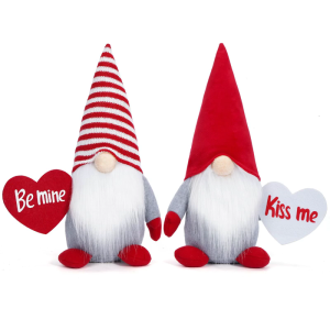 Valentine sọc hat Gnomes Búp bê nhồi bông với trái tim tình yêu trang trí nhà tomtes Tabletop bức tượng nhỏ Món Quà đám cưới decors