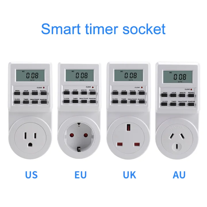 Eu Uk Au Plug Digital Weekly Programmable Electrical Wall Plug-In Power ...