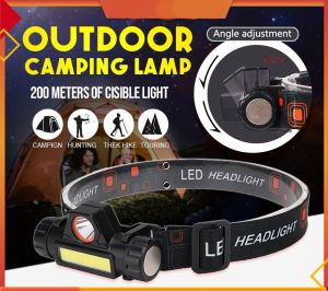 Senter Kepala Mini Led XPE+COB Super Terang 2-In-1 Headlamp Cas Usb Outdoor