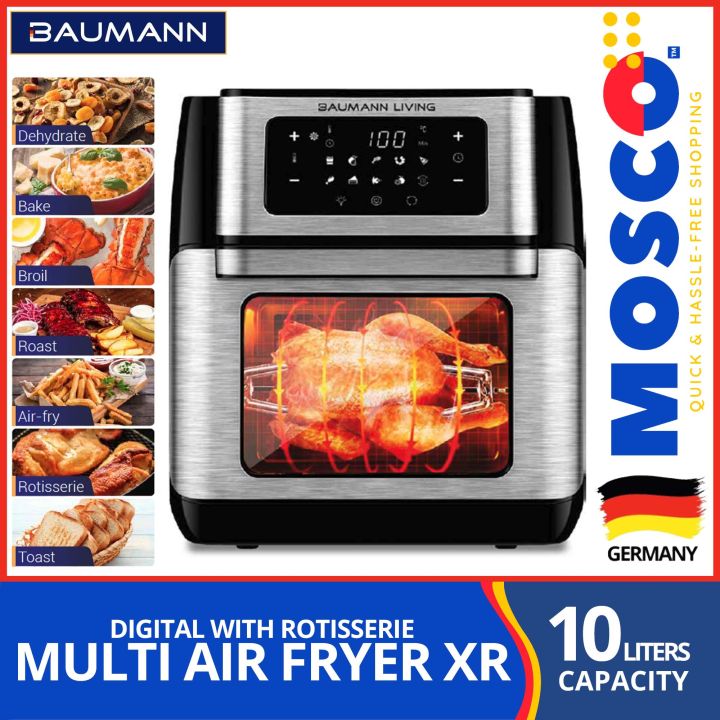 Baumann Multi Air Fryer XR with Rotisserie Fits Whole Chicken 10 Liters Capacity Imported