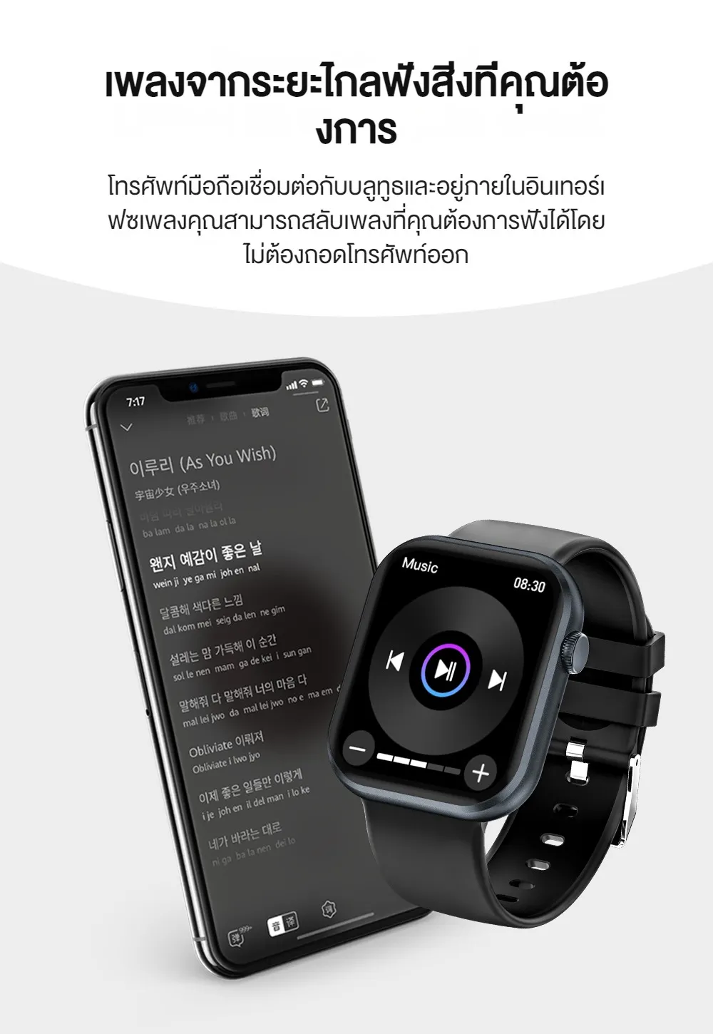 Aolon Foomlite 1.83 นิ้ว สมาร์ทวอทช์ เครื่องติดตามฟิตเนส อัตราการเต้นของหัวใจ/การตรวจจับความดันโลหิต กันน้ำ สมาทวอช
