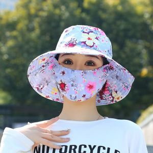 OWNNEW Wide Brim Sun Protection Hat Shawl Anti-uv Tea Picking Cap Cycling Headwear Protect Face Neck Sunscreen Cap Agricultural Work