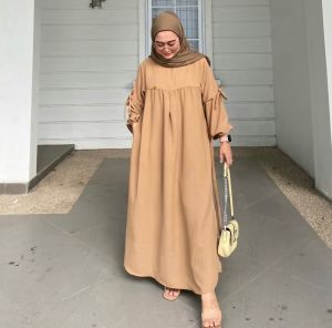 ALIKA DRESS MUSLIMAH CRINKLE AIRFLOW PREMIUM LD 120 LENGAN TALI BALON MEWAH