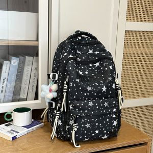 Large-capacity stylish backpack for junior high school girls with star print new model for high school and college students womens backpack