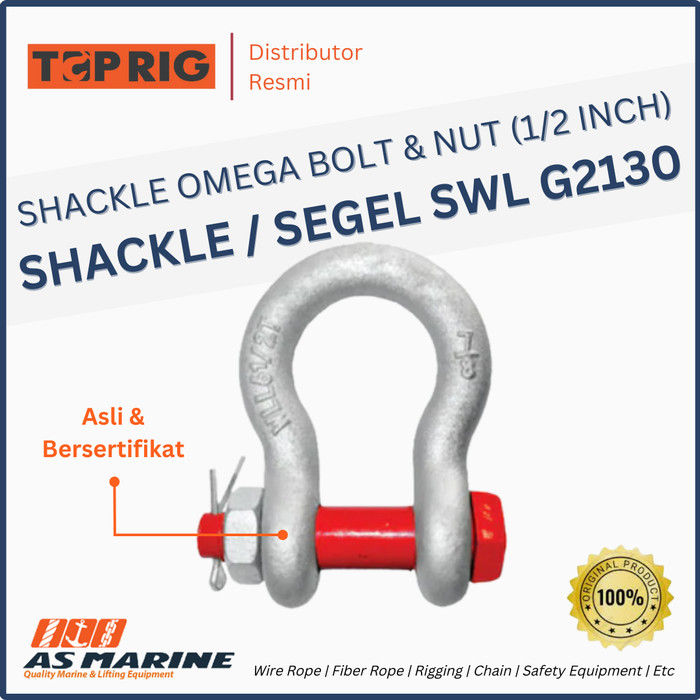 Shackle Omega / Segel Omega TOPRIG G2130 Bolt & Nut 1/2 Inch (2 Ton ...