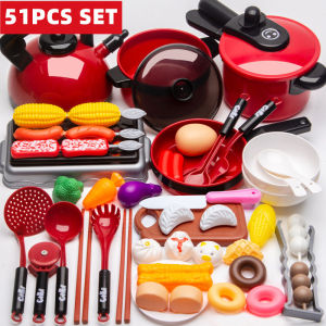 Rumah Bermain Anak-anak Set Mainan Dapur Mainan Potong Buah Dan Sayur Mainan Dapur Mainan Dapur Simulasi Anak Perempuan Keranjang Buah Sayuran Dengan kompor induksi