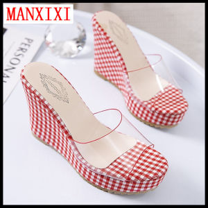 MANXIXIยี่ห้อรองเท้าแตะแฟชั่นสวยลายสก๊อต2.75นิ้วรองเท้าแตะสำหรับสตรี (ขนาด35-40)