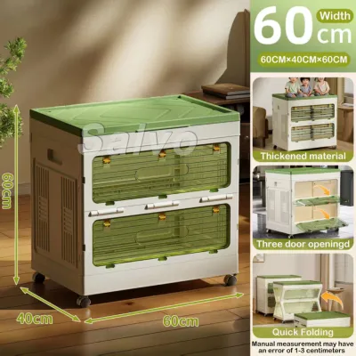 SALVO Large Capacity Foldable Clothes Storage Box Sorting Box With Flip Cover Wheel Home Use Clothes Storage Cabinet