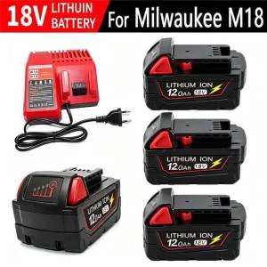 100% for Milwaukee 18V Battery M18 Battery M18B6 12.0Ah Charger for Milwaukee 48-11-1860 48-11-1850 1840 Tool Lithium Battery