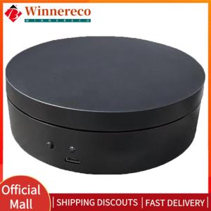 【winnereco】360 Degree Rotating Electric Turntable 12cm Photography Show Holder USB Charging/Battery Operated for Live Video