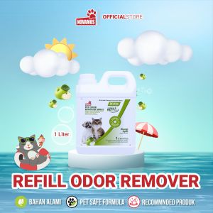 NOVAMOS REFILL Penghilang Bau Kotoran Kucing & Anjing Terbaik ( Kemasan 1 Liter ) - Pet Odor Remover Refill Parfum Pewangi Pengharum Pasir Kucing Penghilang Bau Pesing Kandang Kucing - Novamos Pet Care