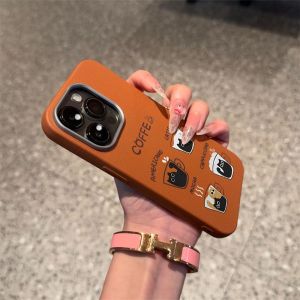 Phone Case For Samsung A16 A17 A23 A24 A26 A32 A36 A53 A54 A55 A56 A02S A03S A03 A04E A04 A05 A05S A06 A07 A12 A125 A13 A13LIE A04S A14 A15 Casing Samsung F04 F05 F14 F12 F23 Teacup Cat Leather Soft Case Cover PWJK1010A