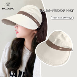 HOZADA Women Sun Cap Sun Visor Hat Half Empty Top Large Brim Summer Visor Cap Women High Ponytail Baseball Cap Sunscreen Cap Outdoor Urban Sports Sun Protection Hat Can Wear Mask for Outdoor Travel
