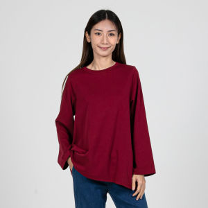 Forest Baju Lengan Panjang Perempuan | Forest Ladies Cotton Interlock Long Sleeve Round Neck T-Shirt Loose Fit - 822414