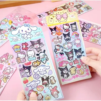 Stiker Gliter Blink Motif Mixue / Kuromi / Lotsso Motif Kartun Karakter Warna Cantik Dan BLINK Setiker Momo Dekor Dairy Jurnal Sticker Pet Anak Lucu Dan Menarik
