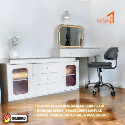 Meja Rias LED Touchscreen Sentuh 3 Warna Lampu I Meja Rias Import Make Up Table Cermin Kaca Lampu Handsensor Wave Kaki Besi Uk 80 I 100 I 120 Minimalis Modern Premium Eksclusive Mewah Murah Terjamgkau