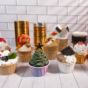 50pcs 3oz Coating Process Cupcake  Cup Foil Cupcake Cake Paper Tray Baking Cup