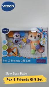 VTech 3 in 1 Newborn Gift Set (Fox & Friiends gift Set) for new born babies toys include baby rattle with music baby plush toys baby flash card baby toys infant toys 0 months 3 months 6 months