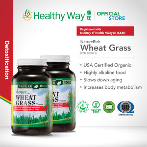 NatureRich Wheat Grass Tablets (250 tablets) | Wheatgrass Supplement Detox