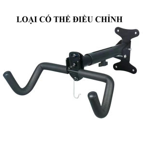 Giá treo xe đạp lên tường 2 tay đỡ kéo dài có móc treo mũ bảo hiểm tiện lợi