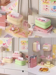 Stylish Plastic Tissue Dispenser Decorative Dopamine Theme Storage Box Household Organizers For Home And Workspaces