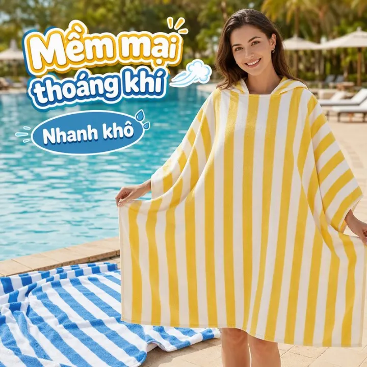 Khăn Tắm Biển Sọc Màu Sợi Siêu Mịn Thấm Hút Nhanh Không Bám Cát Dùng Đi ...