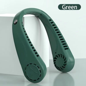 SG [READY STOCK] 2024 New Style Hanging Neck Fan USB Charging Portable LED Digital ​Display Leafless Outdoor Sports Lazy Foldable Fan