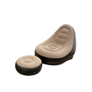 Ghế hơi tựa lưng bọc nhung cao cấp có đệm hơi lót chân tặng kèm bơm điện - Ghế hơi thư giãn gồm ghế và đôn