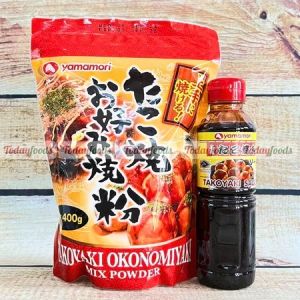 Combo Làm Takoyaki Nhật Bản – Bột Takoyaki Yamamori 400G + Sốt Takoyaki 200ML Tùy Chọn Có Cá Bào & Tenkasu