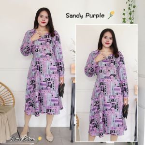 LDO Dress Midi Wanita Lengan Panjang / Dress KOREA Lengan Panjang Wanita Rayon