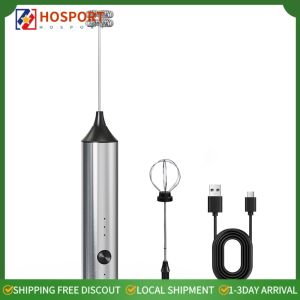 Portable Stainless Steel Beverage Mixer with Detachable Whisk for Cappuccinos and Matcha Drinks