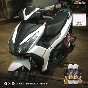 Combo Sơn xịt Samurai màu trắng 102 đủ quy trình bền đẹp chuyên sơn xe máy ô tô (Uch210 - 102 - 128 hoặc K1k)