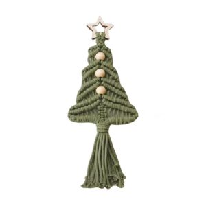 TRANQUIL HUT Kawaii Bead Xmas Tree Tapestry Mini Cartoon Hand Woven Tapestry Xmas Decor Gift Creative Christmas Tree Boho Tapestry Christmas