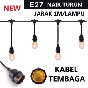 Kabel fiting lampu cafe gantung 10m 10 meter 10 fitting dekorasi outdoor fitting