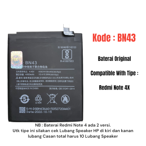 Baterai Battery Batre 100% New For Xiaomi Redmi Note 4X Snapdragon BN43 BN 43